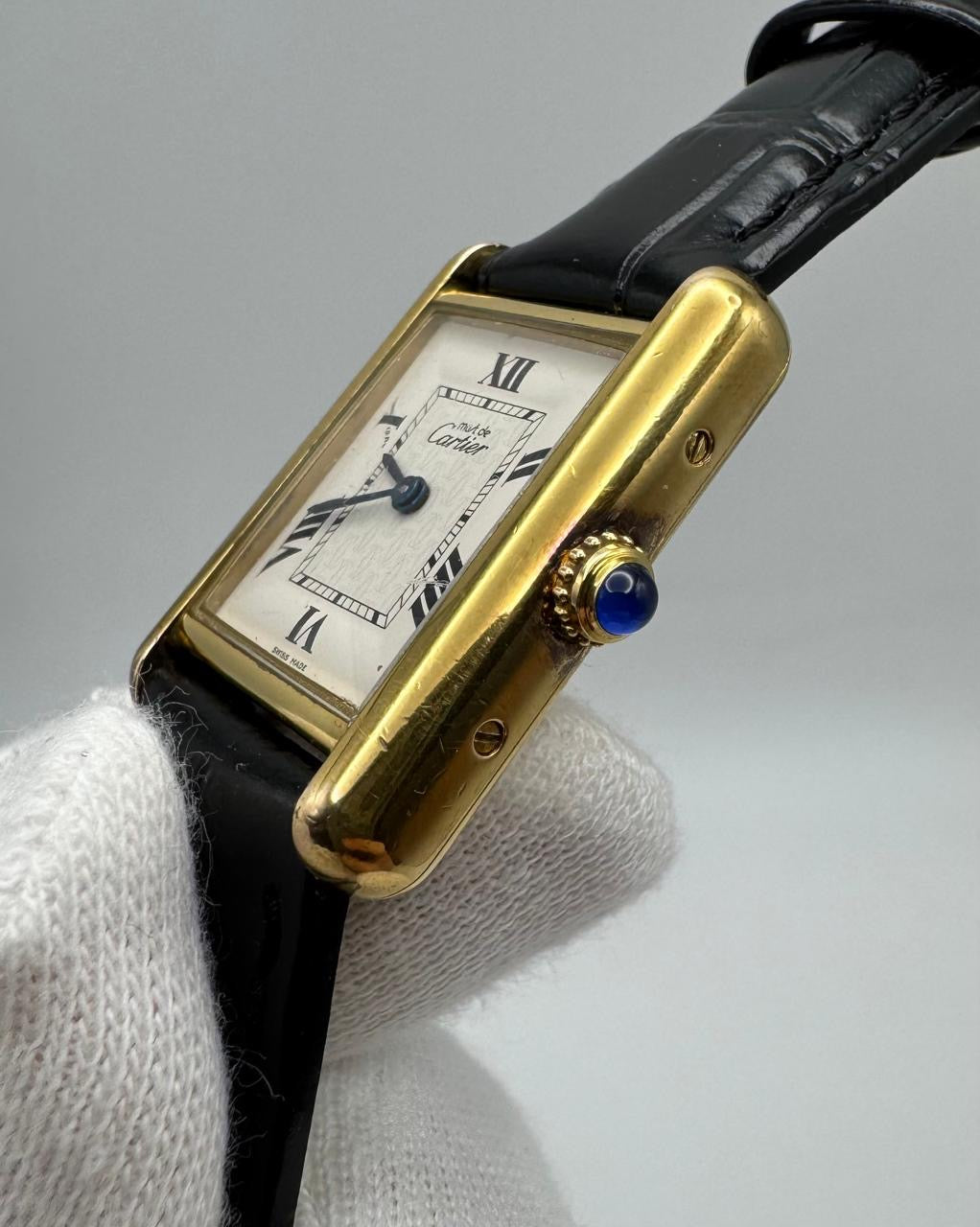 Cartier Tank Vermeil Gold Plated Quartz White Roman Dial