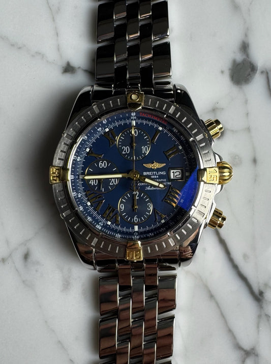 Breitling Chronomat Evolution Two Tone Blue Dial 2008 (Papers/Mint/Serviced)
