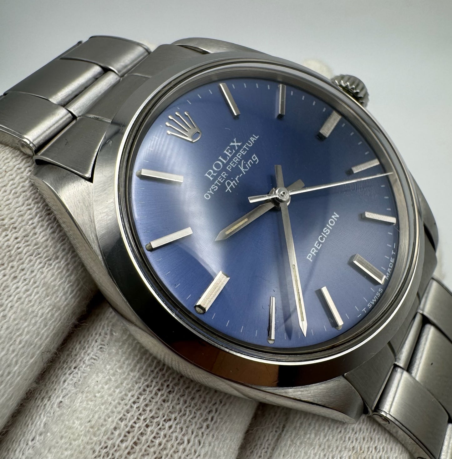 Rolex Air King Full Steel Oyster Riveted Bracelet Blue Dial 1972