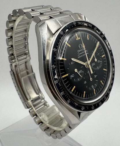 Omega Speedmaster Professional Moonwatch Full Steel Yellow Patina Original Step Tritium Dial (Unpolished)