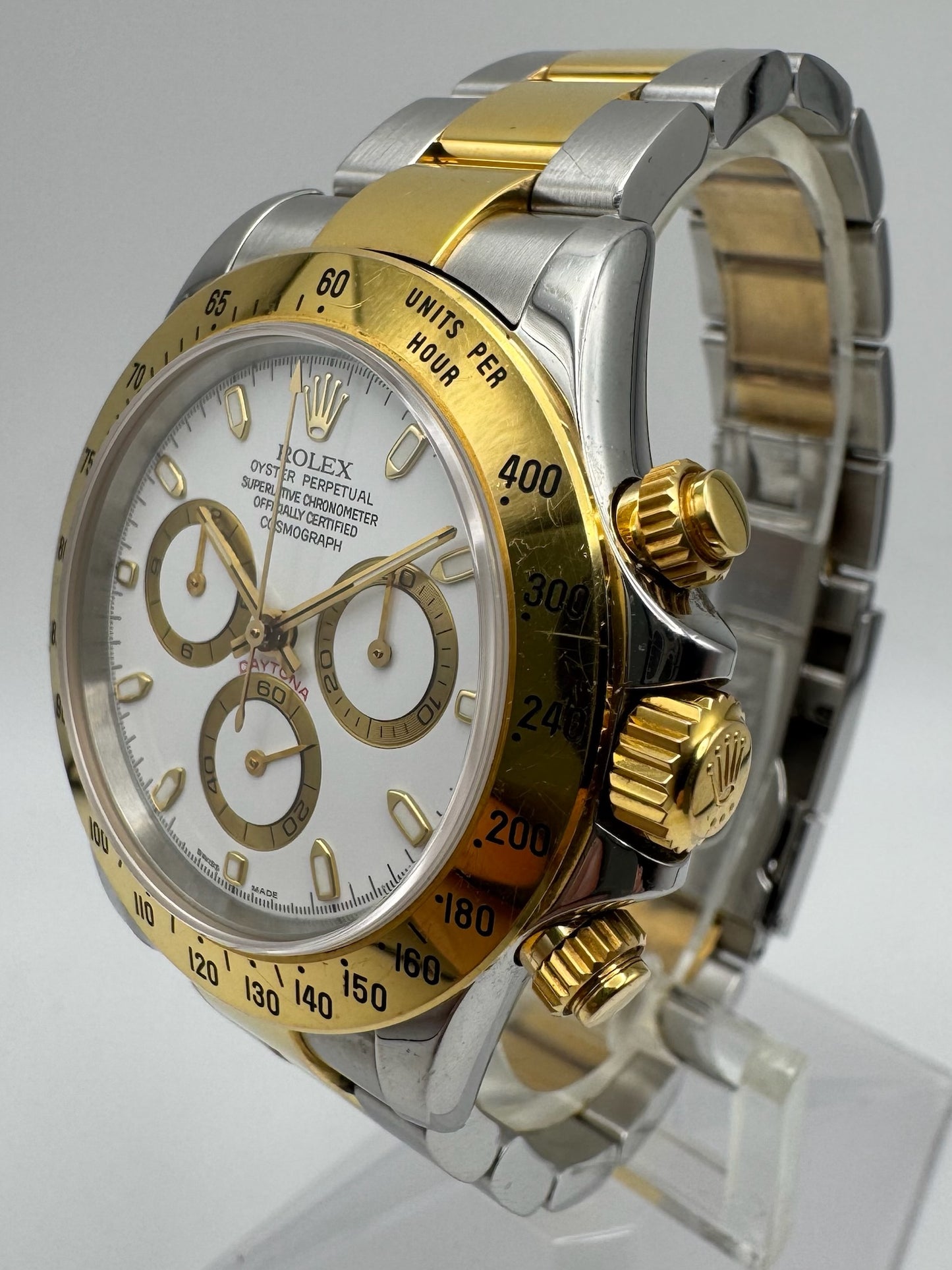 Rolex Daytona 116523 Steel/Yellow Gold White Dial Original Owner 2004 (Full-Set/Unpolished)