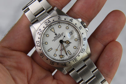 Rolex Explorer II Polar “Chicchi Di Mais” Full Steel 1990 Porcelain Dial Yellow Patina (Serviced)