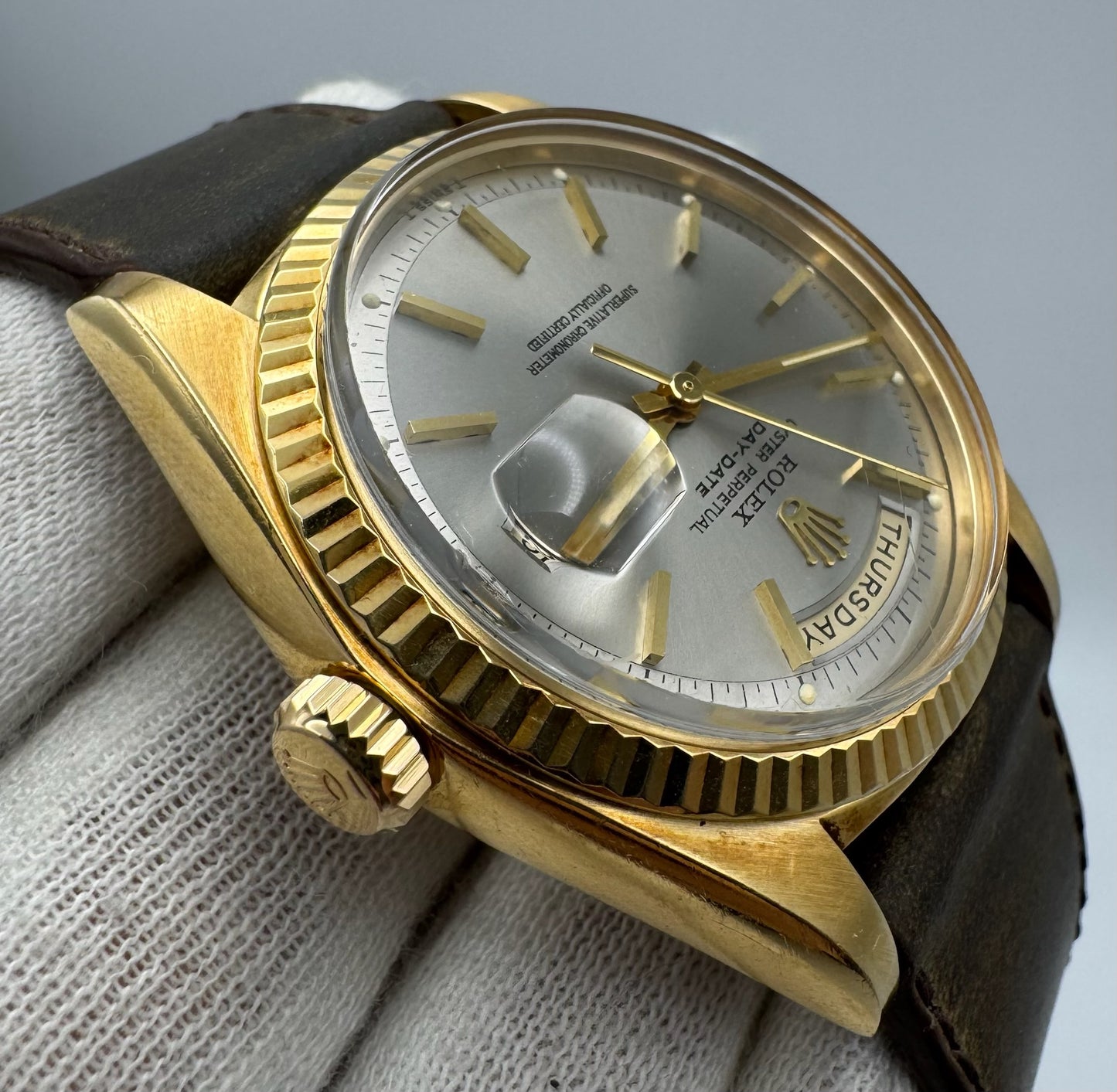 Rolex Day-Date 36 18K Yellow Gold Head Very Rare Dark Grey Dial 1973 (Serviced)