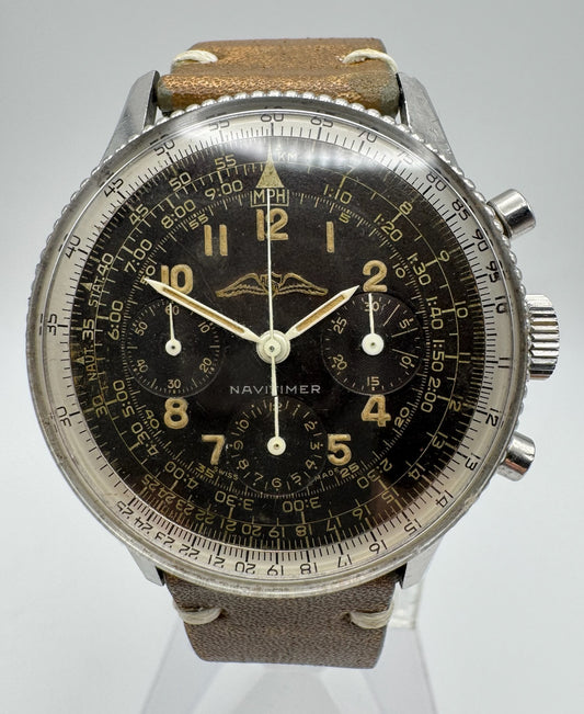 Breitling Navitimer 806 AOPA Steel Tropical Brown Dial Yellow Patina Bead Bezel (Unpolished/Serviced)