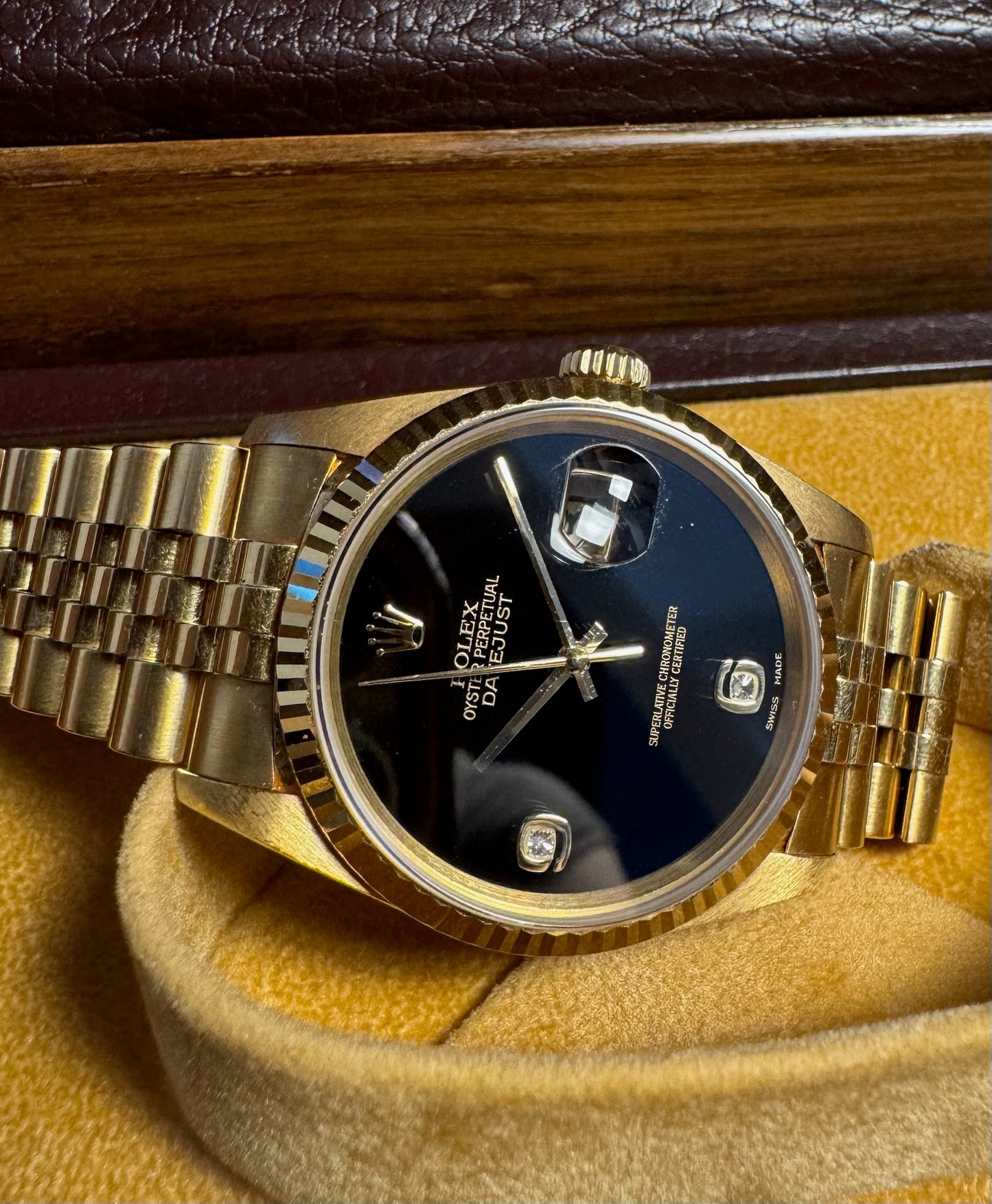 Rolex Datejust 36 Full Yellow Gold Jubilee Factory Onyx Dial 1995 (Unpolished)