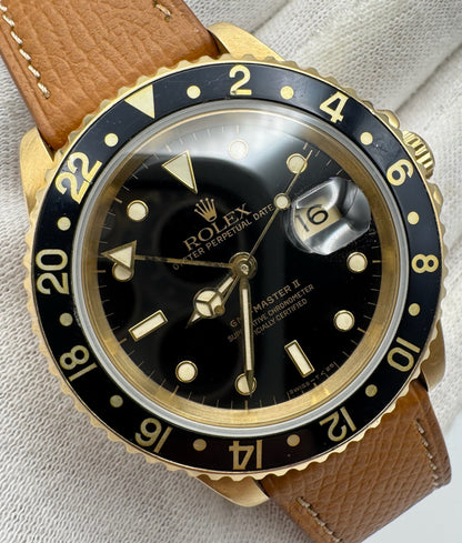 Rolex GMT-Master II 16718 Yellow Gold Head Black Tritium Dial 1991 (Mint/Serviced)