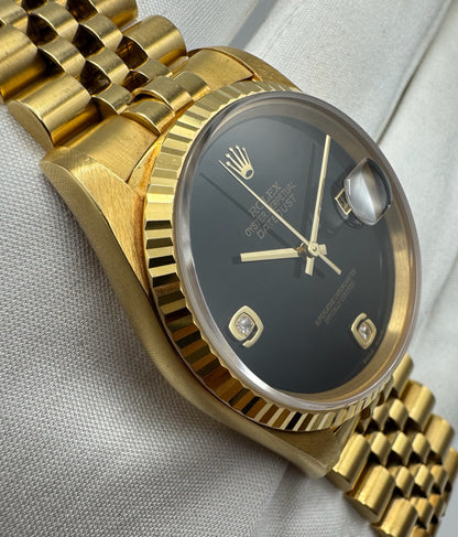 Rolex Datejust 36 Full Yellow Gold Jubilee Factory Onyx Dial 1995 (Unpolished)