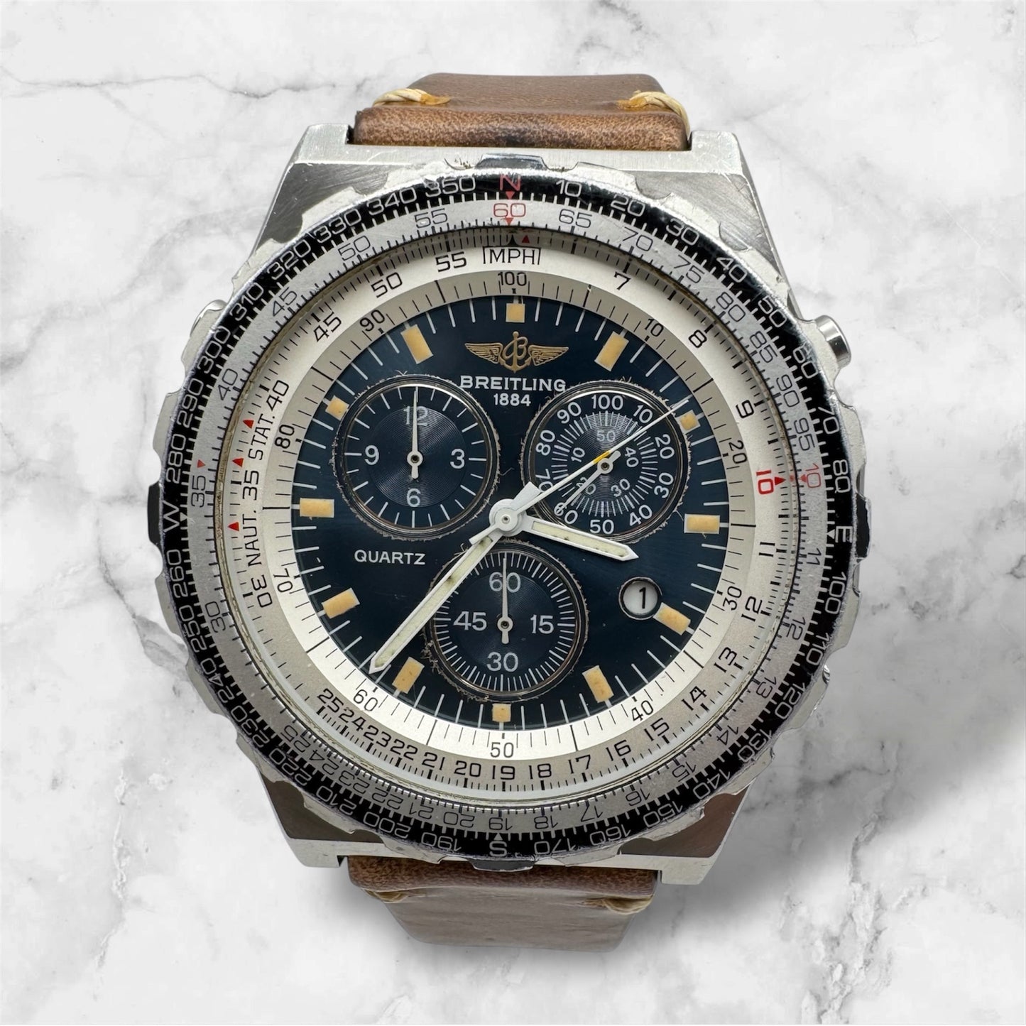 Breitling Jupiter Pilot Navitimer Jupiter Pilot Quartz Blue Tritium Dial Very Rare (Unpolished)