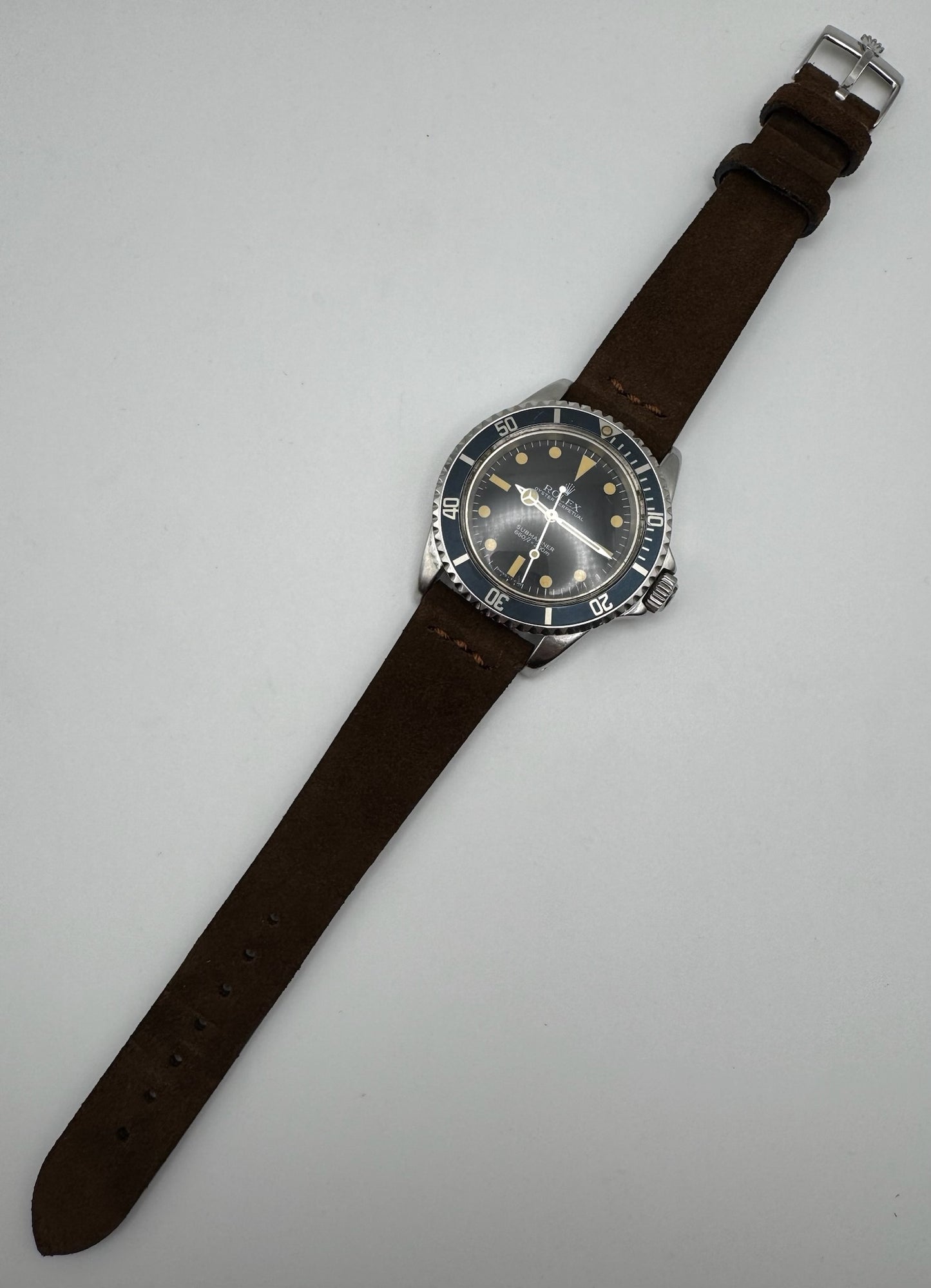 Rolex Submariner No Date 5513 “Feet First” Head Heavy Patina Maxi Dial Blue Insert 1965 (Serviced)