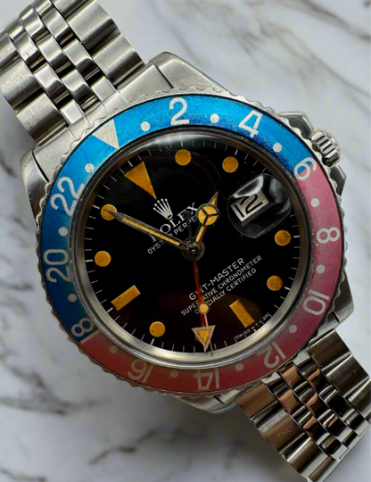 Rolex GMT-Master 1675 Mark V Pumpkin Dial & Hands with Faded Pepsi Insert