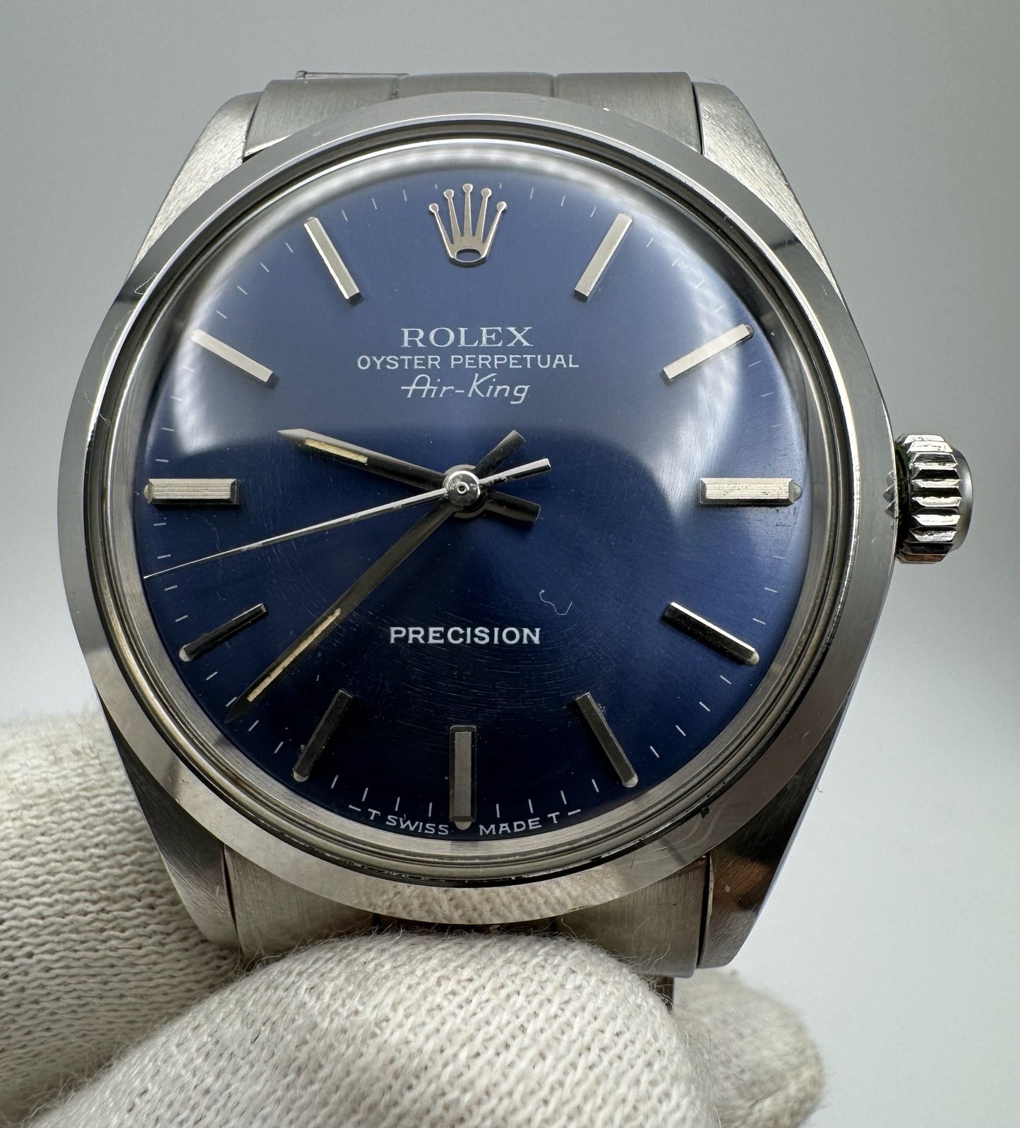 Rolex Air King Full Steel Oyster Riveted Bracelet Blue Dial 1972