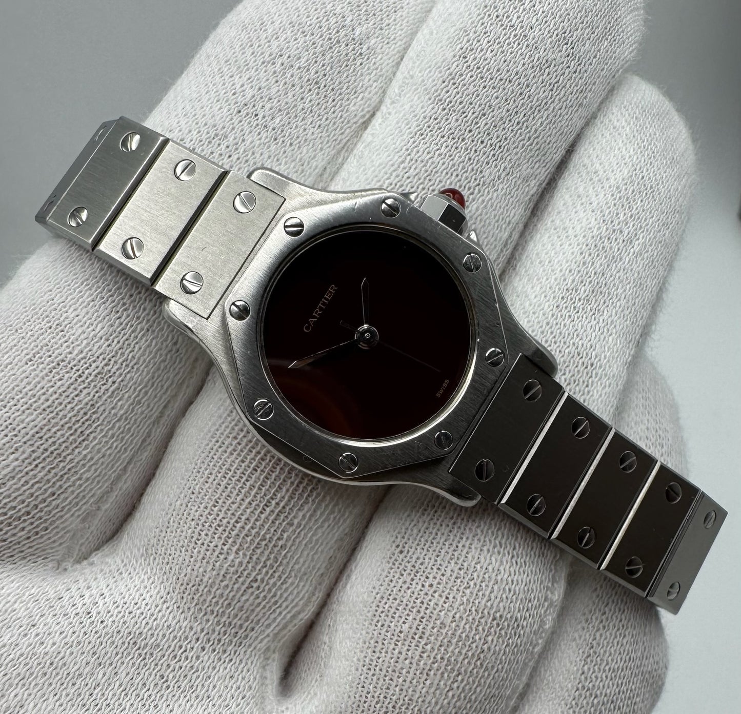 Cartier Santos Octagon Automatic with Rare Burgundy Dial