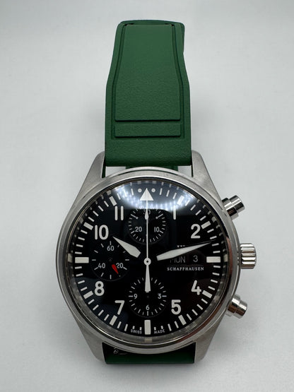 IWC Pilot Chronograph Steel 42 Green Strap (Unpolished)