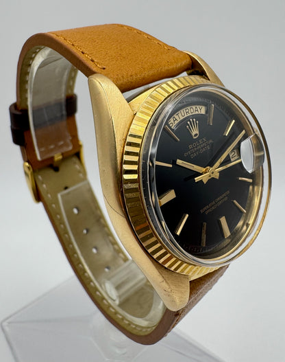 Rolex Day-Date 36 Yellow Gold 18K Head Black Glossy Swiss Only Door Stop Index 1974