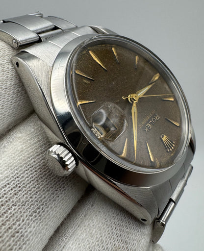 Rolex Oysterdate Precision Full Steel Riveted Tropical Brown Dial 1964 Big Logo Coronet Sword Hands (Serviced)