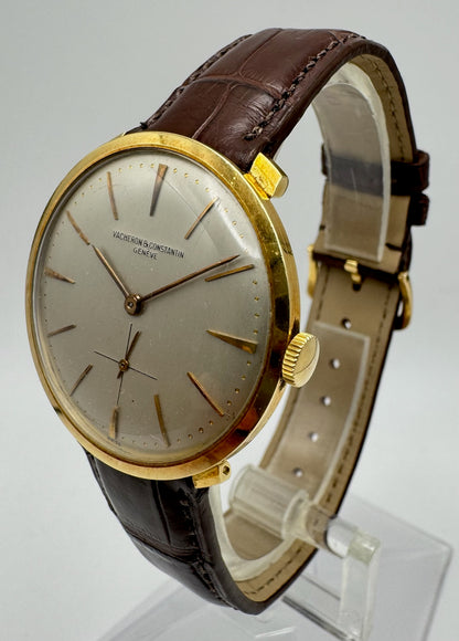 Vacheron Constantin Hooded Lugs Yellow Gold 34 Silver Dial Manual Winding Pristine Condition 1950s (Serviced)