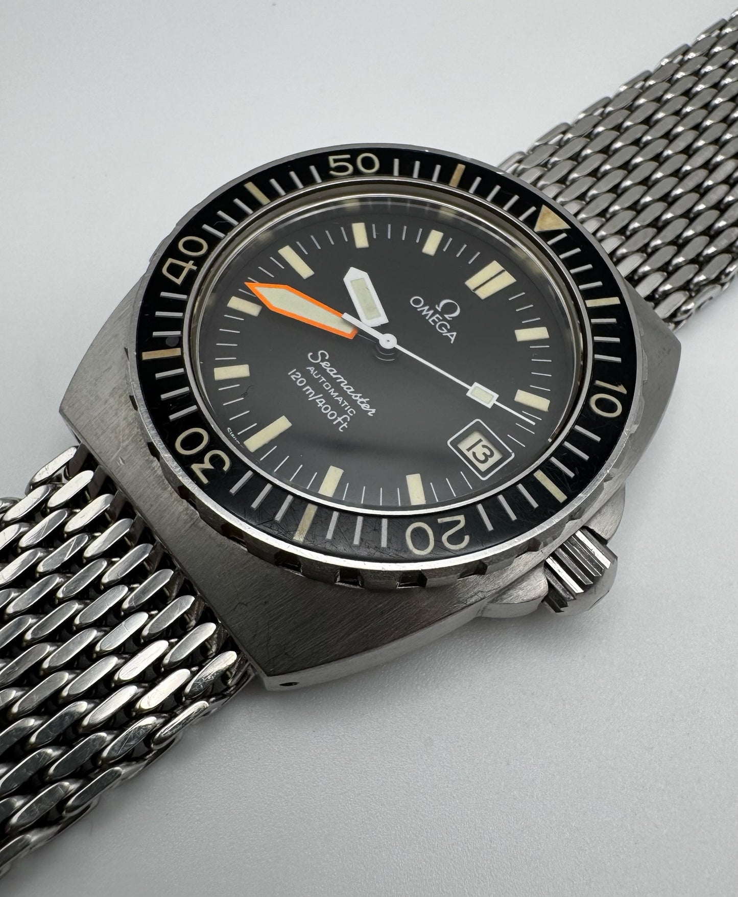 Omega Seamaster Baby Ploprof Full Steel Mesh Bracelet Yellow Patina (Unpolished/Serviced)