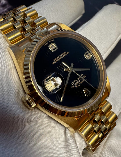 Rolex Datejust 36 Full Yellow Gold Jubilee Factory Onyx Dial 1995 (Unpolished)