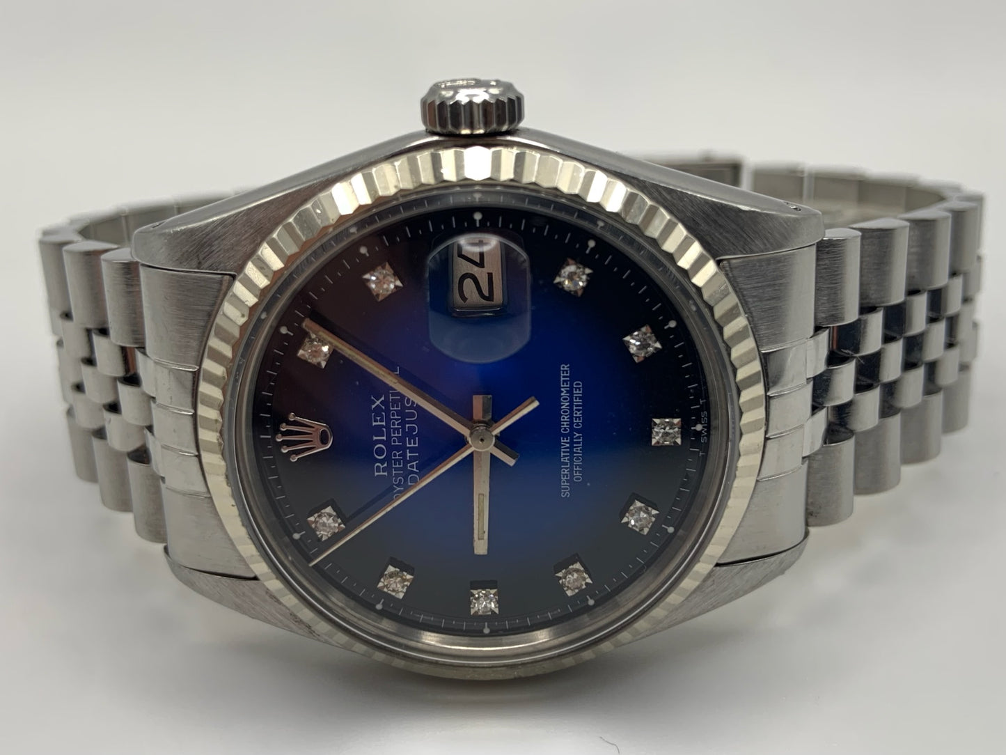 Rolex Datejust with Factory Blue Vignette Diamond Dial