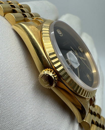 Rolex Datejust 36 Full Yellow Gold Jubilee Factory Onyx Dial 1995 (Unpolished)