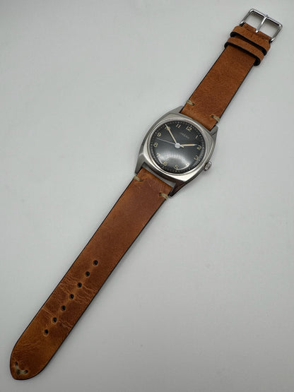 Lemania WWII Majetek Czech Air Force Steel Yellow Patina Military Pilot’s Watch 1939 (Serviced)