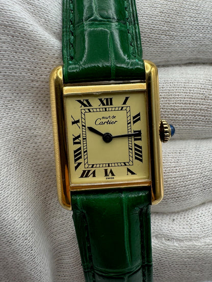 Cartier Tank Vermeil Gold Plated Manual Winding Lemon Dial