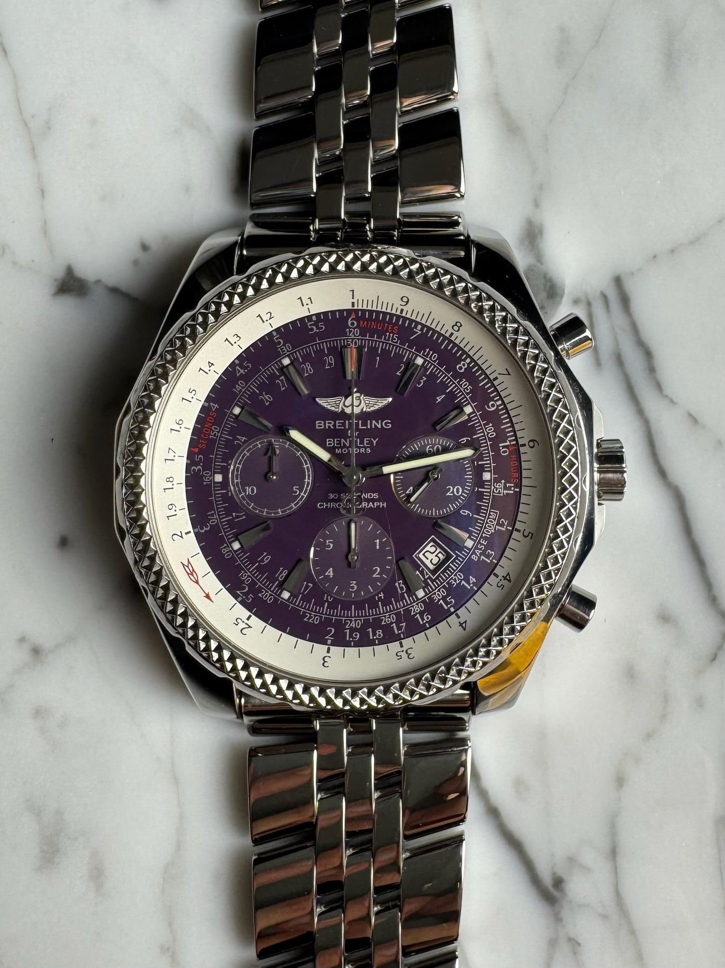 Breitling Bentley Motors For Bentley Motors 30 Seconds Chronograph Purple Dial Extremely Rare (Papers/Serviced)