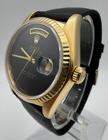 Rolex Day-Date 36 Yellow Gold Aftermarket Onyx Dial 1979 (Serviced)
