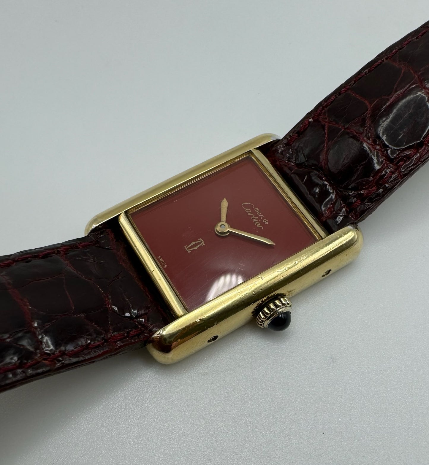 Cartier Tank Vermeil Manual with Rare Coral Red Dial