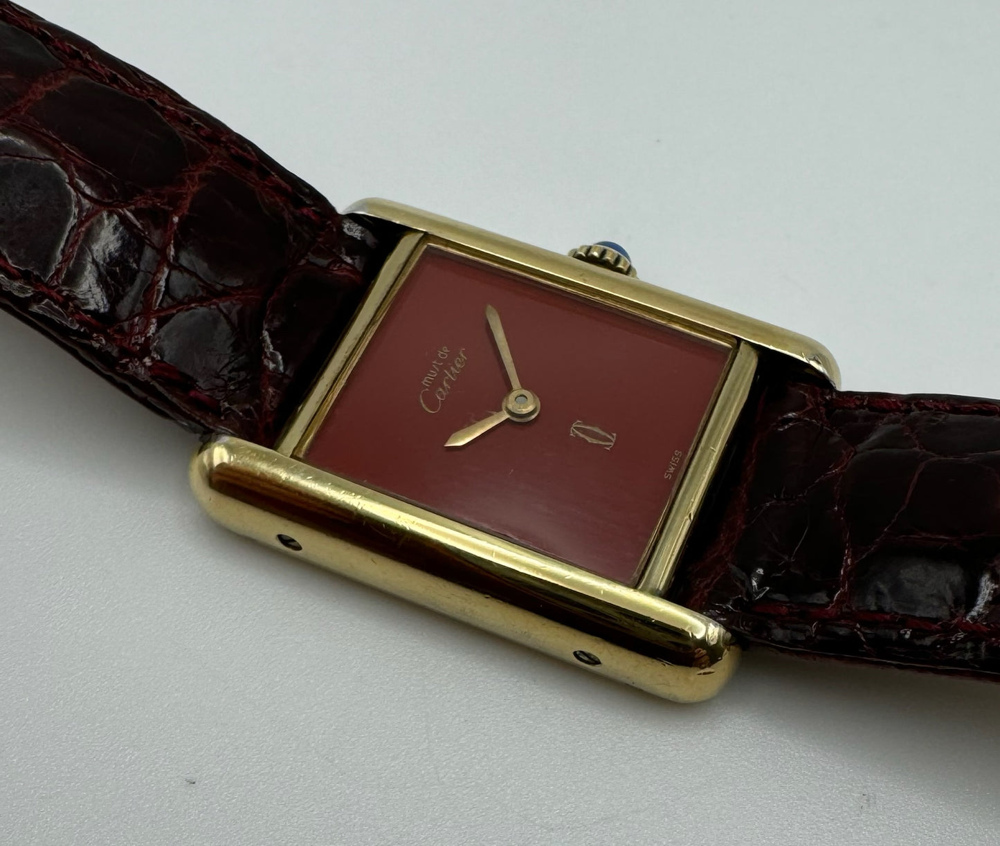 Cartier Tank Vermeil Manual with Rare Coral Red Dial