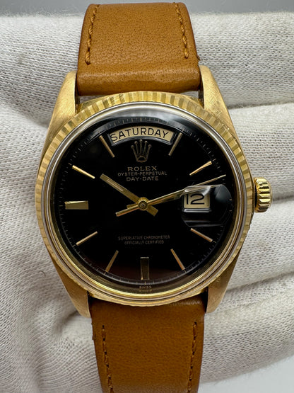 Rolex Day-Date 36 Yellow Gold 18K Head Black Glossy Swiss Only Door Stop Index 1974