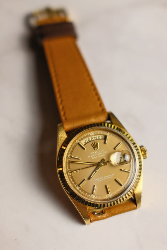 Rolex Day-Date 36 Yellow Gold Head Very Rare Ghost Havana Dial 1977 (Unpolished/Serviced)