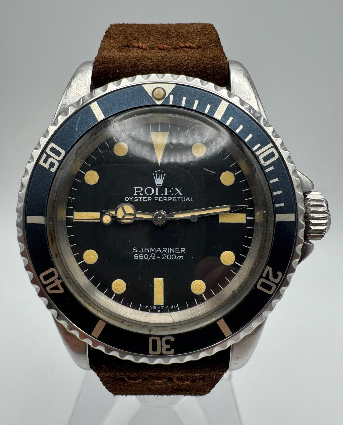 Rolex Submariner No Date 5513 “Feet First” Head Heavy Patina Maxi Dial Blue Insert 1965 (Serviced)