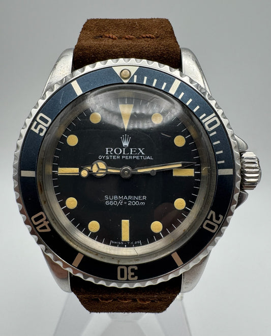 Rolex Submariner No Date 5513 “Feet First” Head Heavy Patina Maxi Dial Blue Insert 1965 (Serviced)