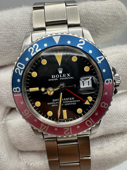 Rolex GMT-Master 1675 MK2 Yellow Patina Faded Red Back Pepsi Bezel 1972 (Unpolished/Serviced)
