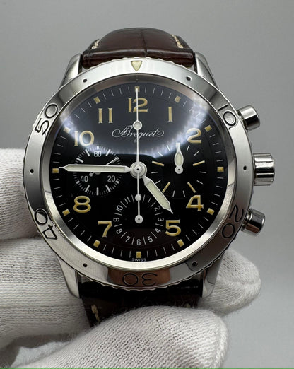Breguet Type XX - XXI - XXII Pilot Watch Chronograph Steel Yellow Patina (Box)