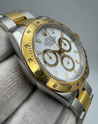 Rolex Daytona 116523 Steel/Yellow Gold White Dial Original Owner 2004 (Full-Set/Unpolished)