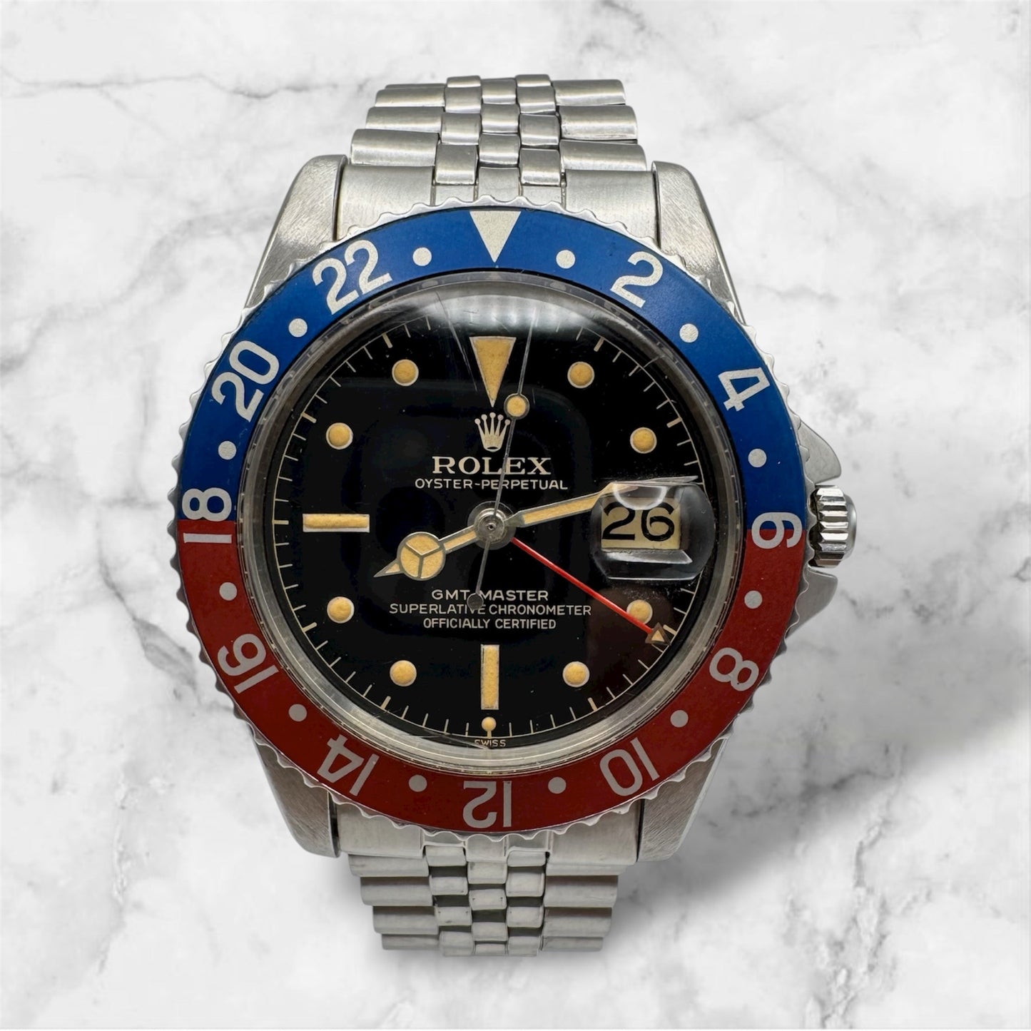 Rolex GMT-Master 1675 PCG Mirror Glossy Gilt Chapter Ring Exclamation Point 1962 (Full-Set/Serviced)