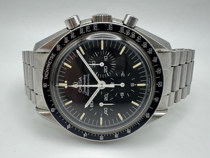 Omega Speedmaster Professional Moonwatch Full Steel Tritium Dial Blue Insert 1970’s (Unpolished)