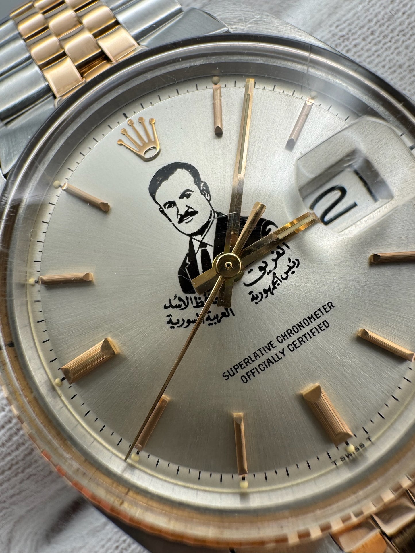 Rolex Datejust 1601 Steel/Rose Gold "Hafez El Assad" Silver Dial Unique Piece 1969
