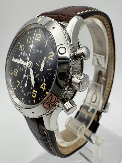 Breguet Type XX - XXI - XXII Pilot Watch Chronograph Steel Yellow Patina (Box)
