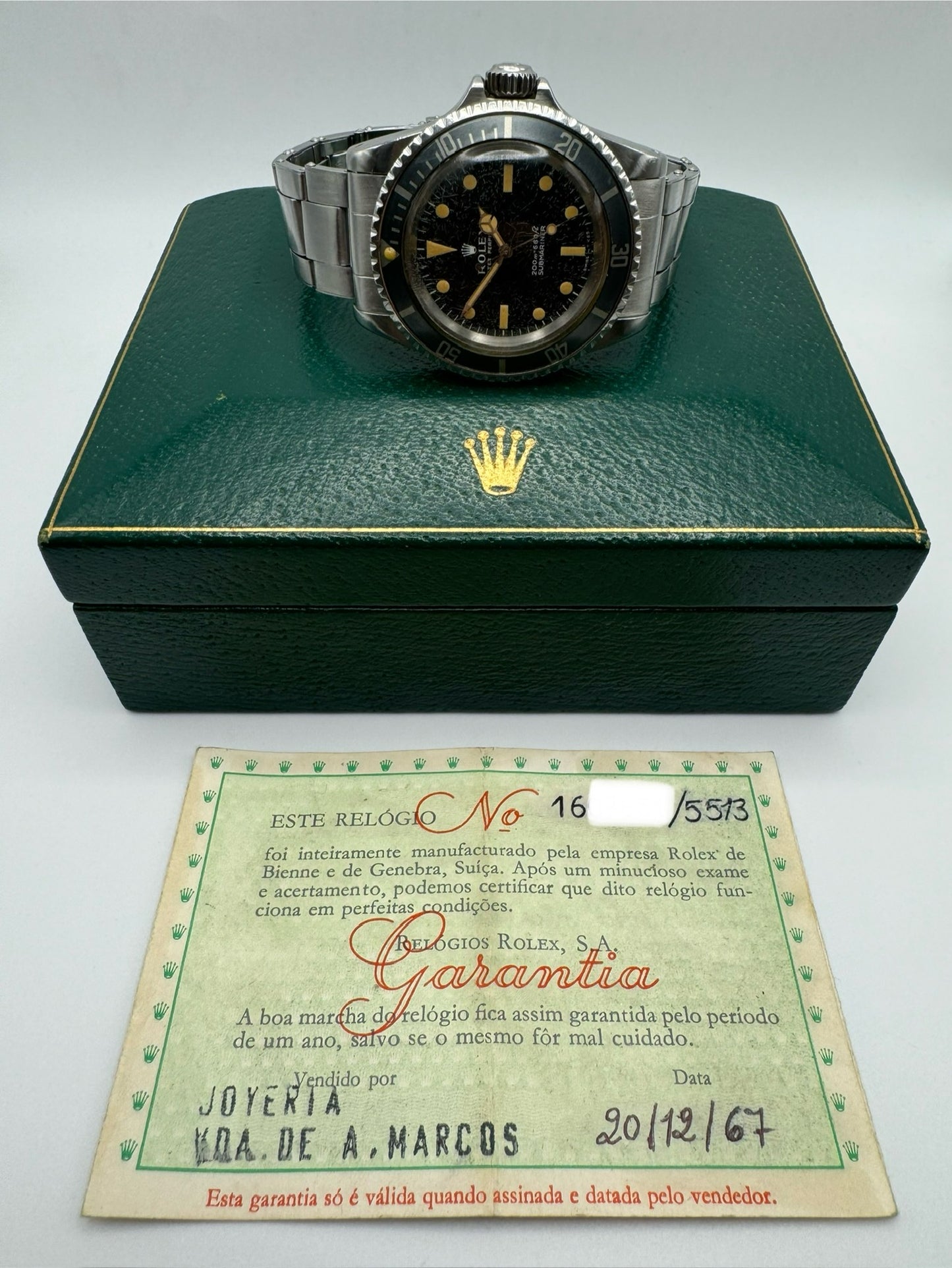 Rolex Submariner 5513 “Meters First” Pumpkin Dial Never Polished (Full-Set)