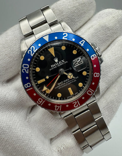 Rolex GMT-Master 1675 MK2.5 Very Rare Nice Patina Red Back Pepsi Insert 1971