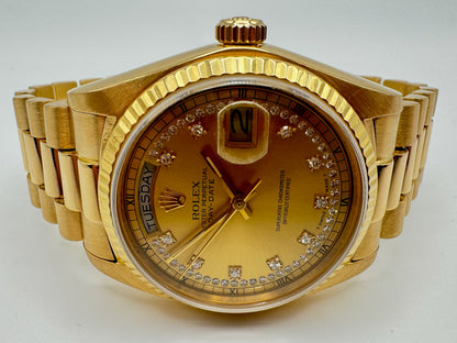 Rolex Day-Date Full Gold with Solid Gold Diamond String Dial