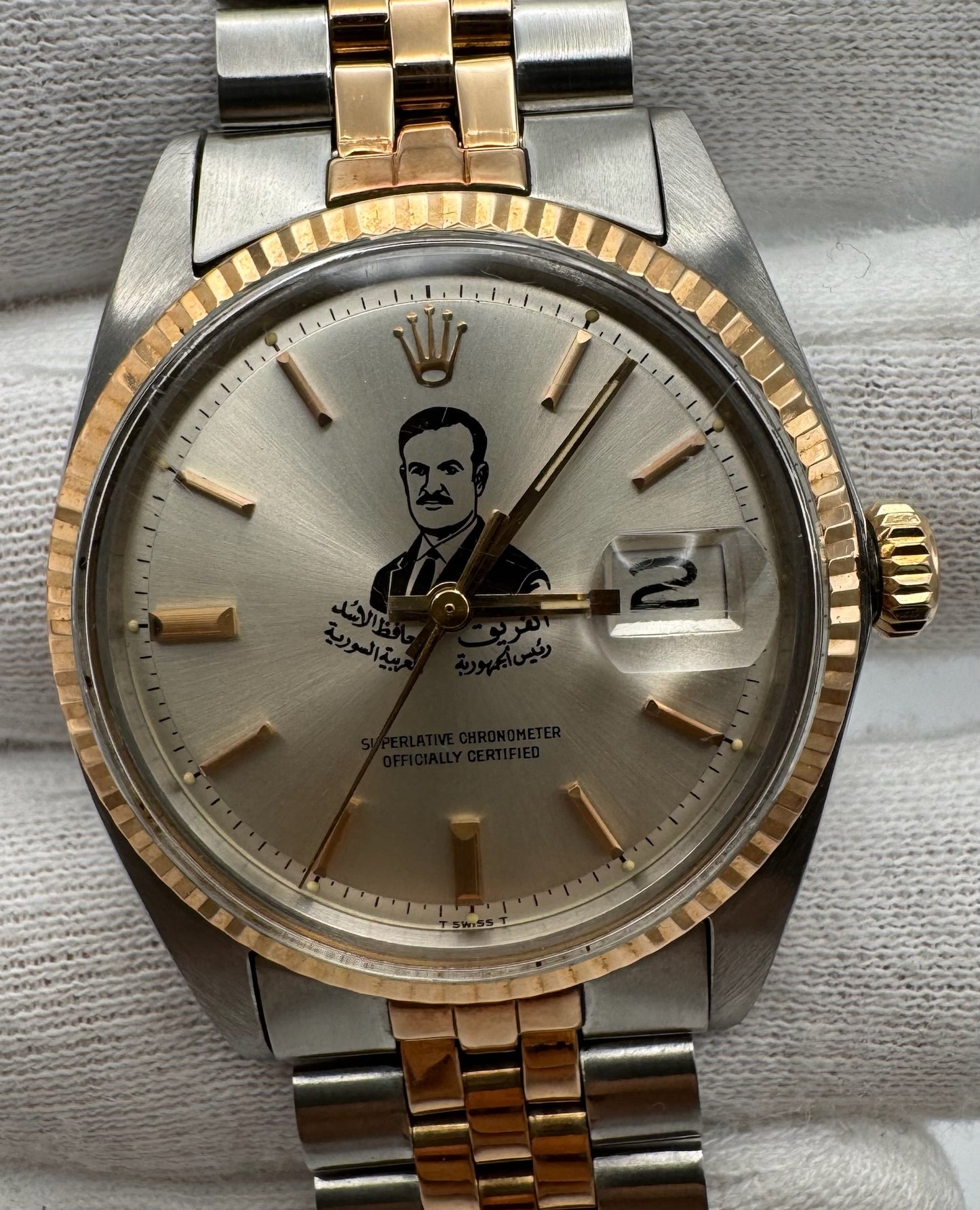 Rolex Datejust 1601 Steel/Rose Gold "Hafez El Assad" Silver Dial Unique Piece 1969