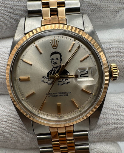 Rolex Datejust 1601 Steel/Rose Gold "Hafez El Assad" Silver Dial Unique Piece 1969