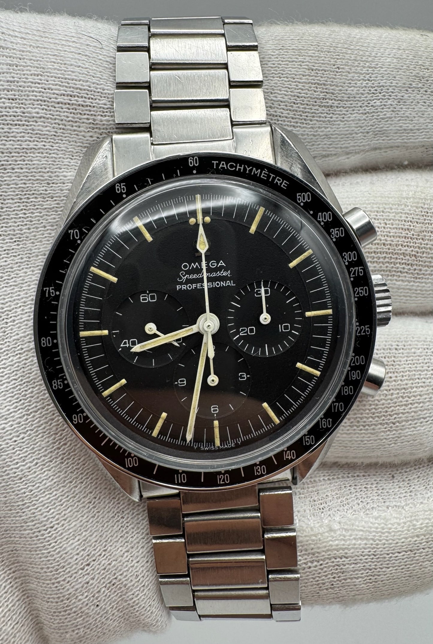 Omega Speedmaster Professional Moonwatch Chronograph Cal. 321 Full Steel Heavy Patina Original Owner 1965 (Unpolished)