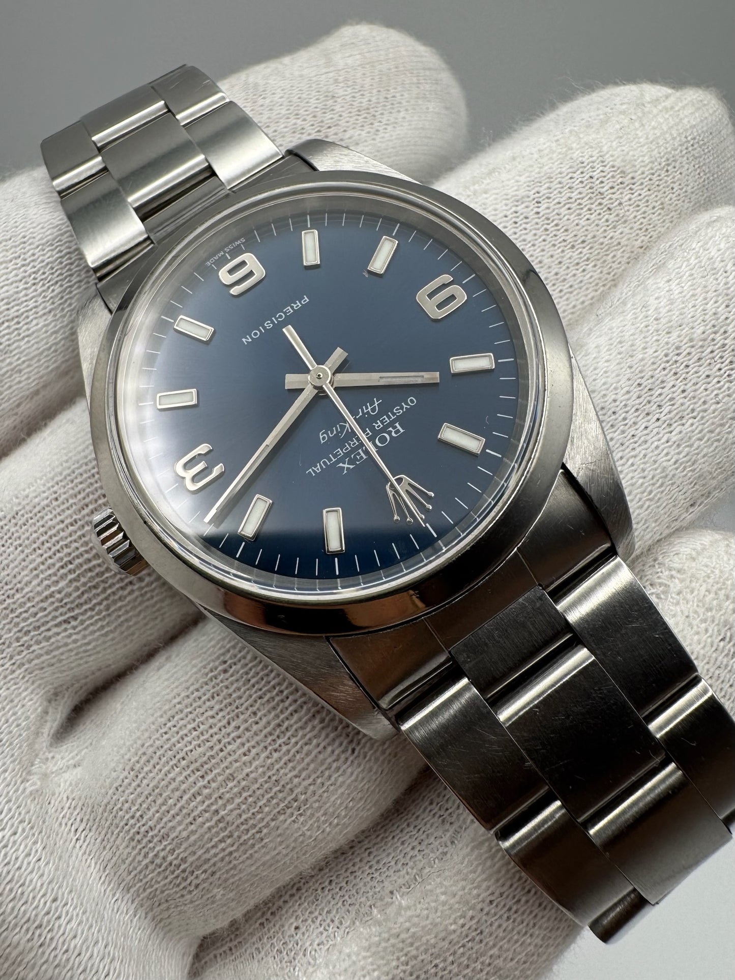 Rolex Air King Steel 34 Blue Dial (Unpolished)
