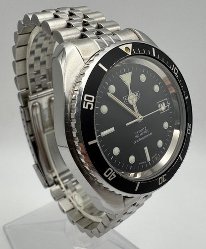 Heuer Professional Vintage Diver Full Steel Quartz Black Dial (Unpolished)