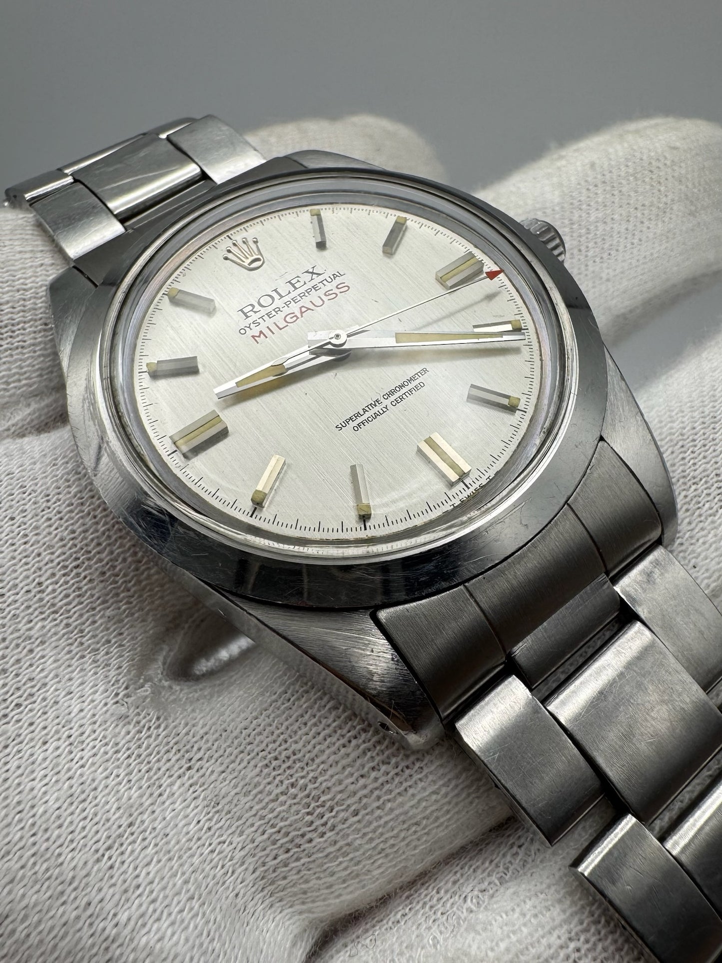 Rolex Milgauss 1019 Full Steel Silver Dial 1970 (Unpolished/Serviced)